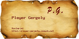 Pleyer Gergely névjegykártya